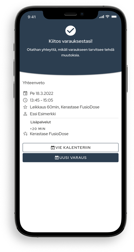 View of a confirmed booking on a Slotti booking page, displayed in a mobile device.